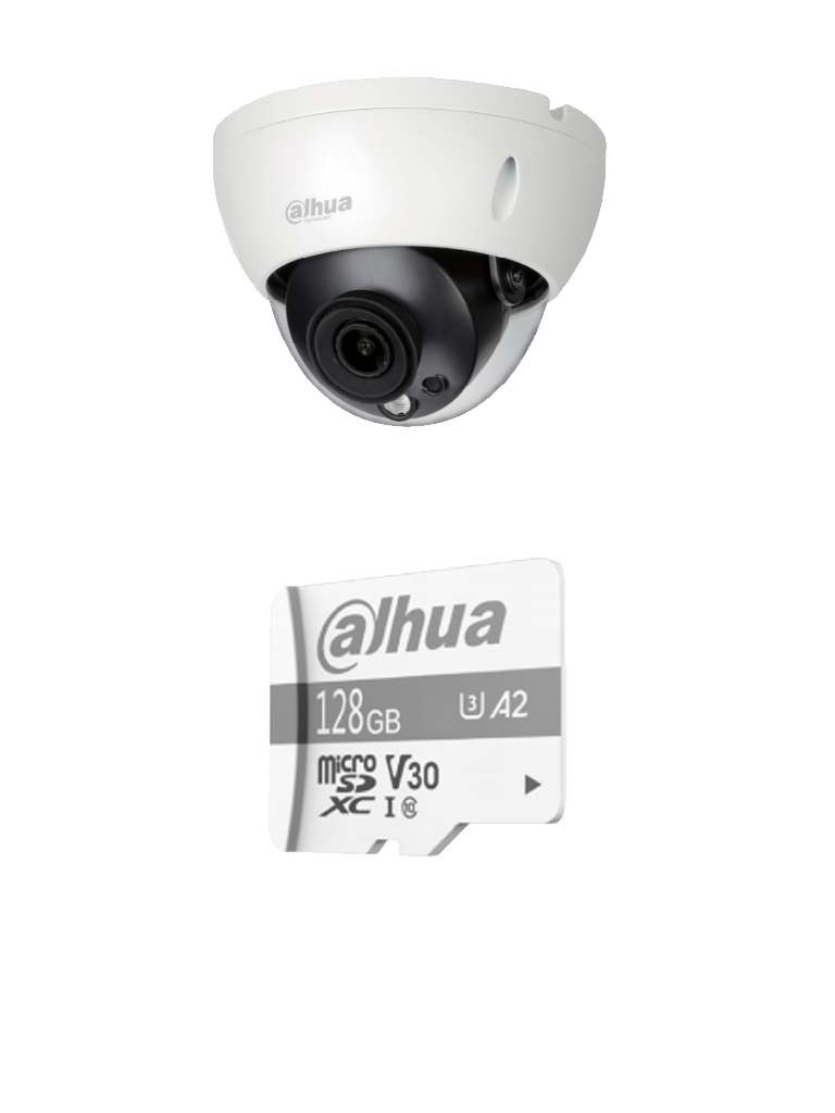DAHUA IPC-HDBW5442R-S - Camara Domo 4 Megapixeles IA con Micro SD Incluida/ 2.8mm/ Face Detección/ H.265+/ IR 50 Mts/ Ranura para MicroSD/ IP67/ #MITAD