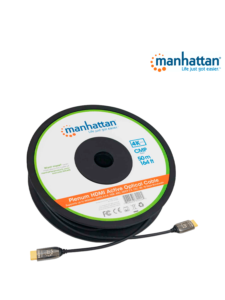 Sustancialmente virar Contra la voluntad MANHATTAN 355445 - Cable HDMI 2.0 Fibra Optica M-M 50.0MMANH